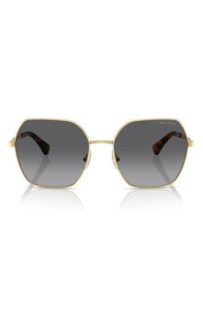 Ralph Lauren 58mm Polarized Gradient Square Sunglasses in Gold /Polar Gradient Grey at Nordstrom