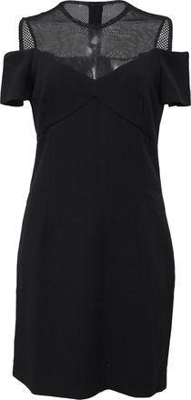 Sandro Sandro Cold Shoulder Mesh Trim Sheath Dress in Black Polyester