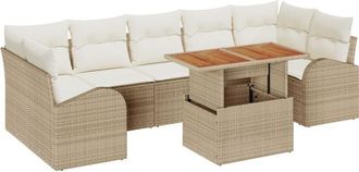 vidaXL Garden Sofa Set Manual 8 pcs Beige and cream 100 x 55 x 73 cm Vidaxl