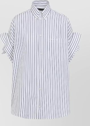 Balenciaga striped short sleeve collared shirt pocket