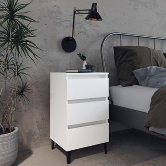 vidaXL Comodino Con Gambe In Metallo Bianco 40x35x69 Cm - Vidaxl