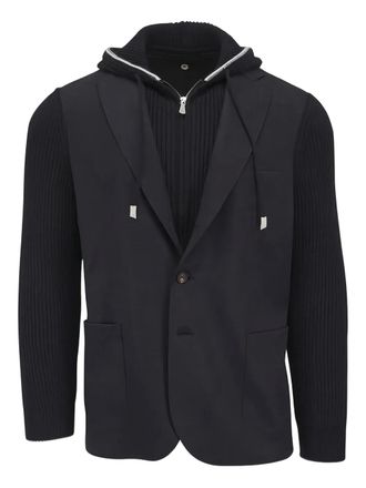 Eleventy hooded knit-sleeve jacket - Grey