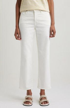 Nordstrom High Waist Crop Straight Leg Jeans in Ivory Wash at Nordstrom, Size 33
