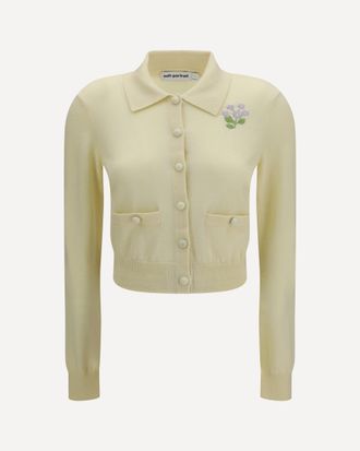 Self Portrait Floral embroidered knit Cardigan Female M
