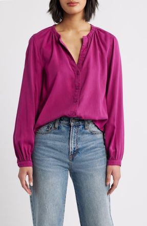 Cloth & Stone Gathered Button-Up Shirt in Fushia at Nordstrom, Size X-Small