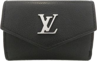 Louis Vuitton Black Leather Wallet (Tri-Fold) (Pre-Owned)