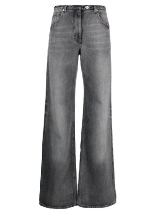 Courr&egrave;ges stonewashed low-rise wide-leg jeans - Grey