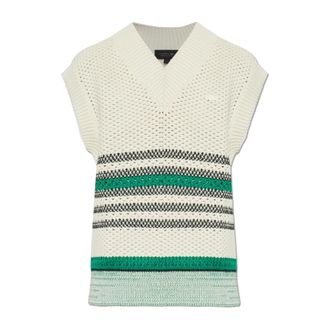 Lacoste V-neck Knitwear, unisex, Beige, Size: M Lacy Striped Piqu&eacute; Sweater Vest