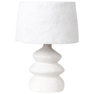 Beliani L&aacute;mpara De Mesa Artesanal De Papel Mach&eacute; Blanco Arapey