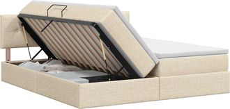 vidaXL Cama Con Almacenamiento 2 Uds. Crema Cuero Sint&eacute;tico Vidaxl