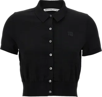 Alexander Wang Black Logo patch polo shirt