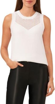Halogen Cotton Sleeveless Sweater in Bright White at Nordstrom Rack, Size X-Large