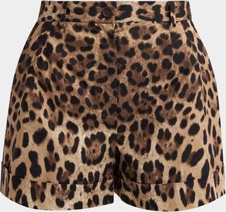 Dolce & Gabbana Leopard-Print Double Crepe Shorts