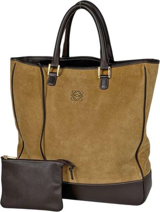 Loewe Brown Suede Leather Handbag Tote Bag (Pre-Owned)