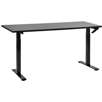 Beliani Beliani - Escritorio De Altura Regulable Manualmente Oficina Moderna Patas Cuadradas 160 X 72 Cm Tablero Negro Soporte De Acero Negro Destines