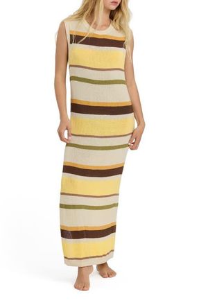Billabong Those Days Stripe Rib Knit Maxi Dress in White Cap at Nordstrom, Size X-Large