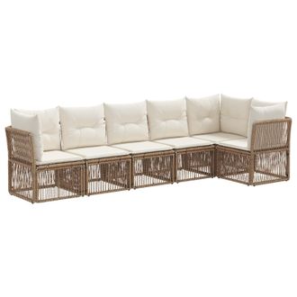 vidaXL Conjunto De Sof&aacute;s De Jard&iacute;n 6 Pcs Beige Rat&aacute;n Sint&eacute;tico Vidaxl