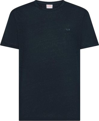 Sun 68 Tops, Heren, Blauw, 3Xl, Linnen, Jersey Linnen T-shirt