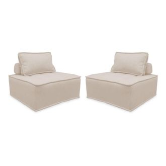 Sweeek Sof&aacute; modular en tela lisa, 2 plazas, crema