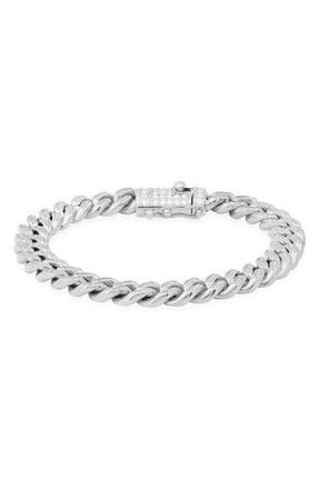 HMY Jewelry 18k Gold Plated Stainless Steel Simulated Diamond Chain Bracelet in Metallic at Nordstrom Rack