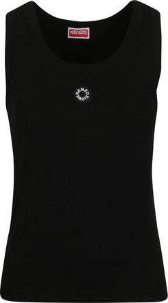 Kenzo Boke Flower 2.0 Geborduurde Tanktop - Dames - Tops zonder mouwen - Zwart - L - Katoen - Tops