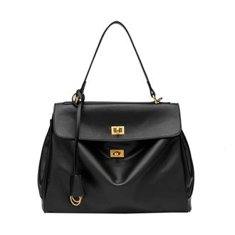 Generic Compatible For Womens Tote Bag Spring Autumn Leather Gold Buckle Shoulder Crossbody Handbag(Black Gold)