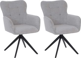Hhg [nunca Usado] Juego De 2 Sillas De Comedor Hhg-307, Silla Con Reposabrazos Giratorios Y Retorno Autom&aacute;tico, Tejido De Chenilla (680 G/m&sup2;) Y Estructura