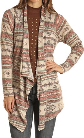 Panhandle Aztec Cascading Lightweight Cardigan In Natural