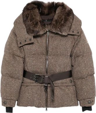 Moncler Belted Faux-fur Collar Jacket