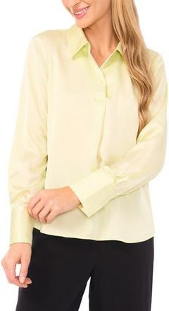 Halogen Collared Charmeuse Popover Top in White Jade at Nordstrom Rack, Size Xx-Small