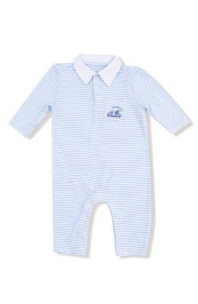 Angel Dear Golf Carts Long Sleeve Romper in Blue/White at Nordstrom, Size 6-12M