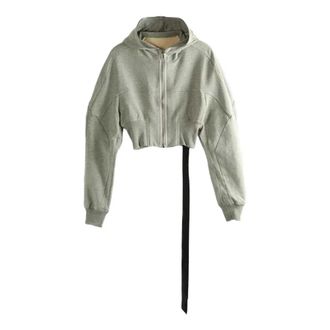 Rick Owens Zip-throughs, female, Gray, Size: XS Cropped Zip-Up Hoodie
