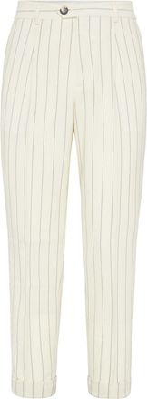 Brunello Cucinelli Pantaloni a righe - Bianco