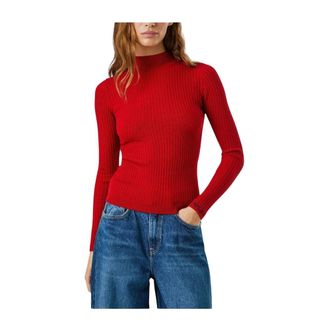 Pepe Jeans London Carla Perkins Ribtrui - Dames - Coltruien - Rood - S - Truien & Vesten