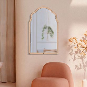 Dmora Espejo Gamera, Marco Contorneado, Forma Rectangular, Tipo De Pared, 62x100h Cm Rosa