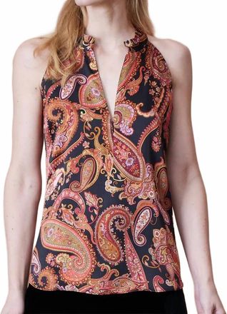 Go Silk Cutaway Print Top In Tapestry