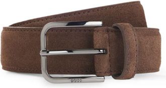 BOSS Leather business belt with polished gunmetal buckle