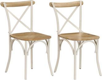 vidaXL Sedie con Motivo a Croce 2 pz Bianche in Massello di Mango - Vidaxl