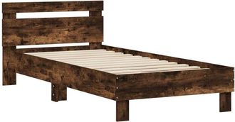 vidaXL Bed Frame without Mattress with Headboard Smoked Oak 90x200 cm Vidaxl