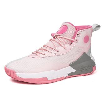 Generic Mens Basketball Shoes Anti Slip Shock-Absorbing Breathable Practical Training Sports Boots Walking Shoes(Pink,8.5 UK)