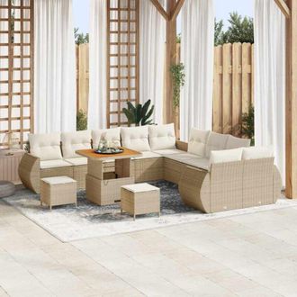vidaXL Conjunto De Sof&aacute; De Jard&iacute;n 13 Pcs Beige Y Crema 80 X 80 X 71 Cm Vidaxl