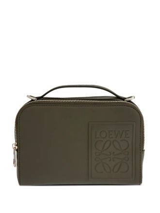 Loewe mini Anagram-debossed messenger bag - men - Calf Leather - One Size - Green
