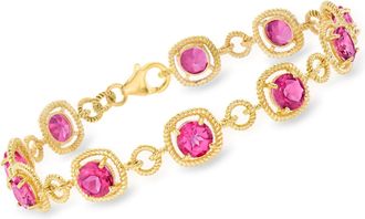 Ross-Simons Pink Topaz Bracelet in 18kt Gold Over Sterling