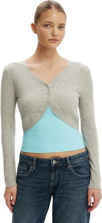 Cotton On Womens Ls Cable Micro Cardi in Grey Marle at Nordstrom, Size X-Small