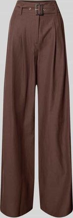 Comma Wide Leg Anzughose aus Viskose-Mix mit Leinen-Anteil in Mittelbraun, Größe 38/32