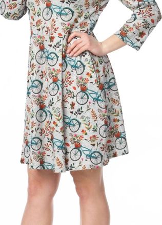 Papillon Bicyle Print Sweater Dress In Grey