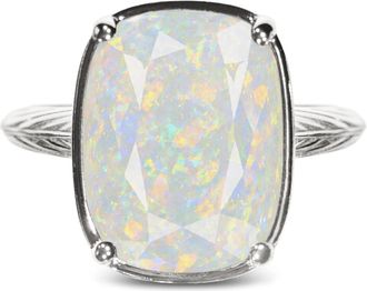 Sterling Forever Sterling Silver Elongated Cushion Opal Cocktail Ring