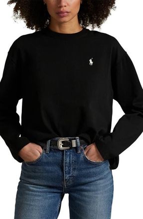 Polo Ralph Lauren Long Sleeve Cotton Jersey T-Shirt in Polo Black at Nordstrom, Size X-Small