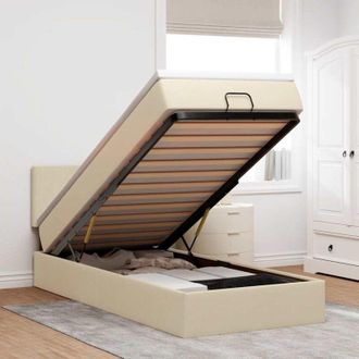 vidaXL Estructura De Cama Otomana Con Colch&oacute;n Tela Crema 90x190cm Vidaxl