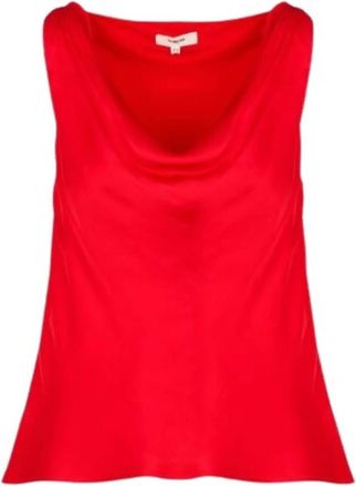 Suncoo Satijnen Mouwloze Sweater Jurk Gerecyclede Vezels - Dames - Tops zonder mouwen - Rood - S - Satijn - Tops